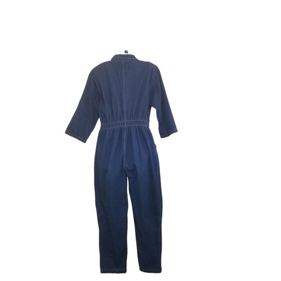 Dreams Vintage Women's Jumpsuit Size L Denim Studded Snap Elastic Playsuit Rompe - Picture 5 of 16